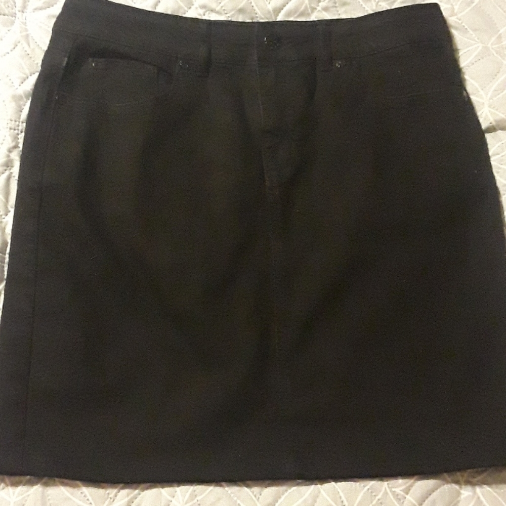 Black denim skirt